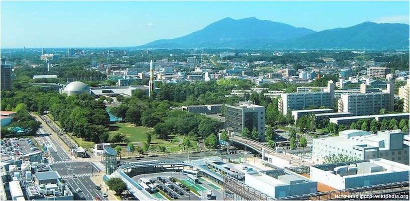 Widok na górę Tsukuba i centrum Tsukuba