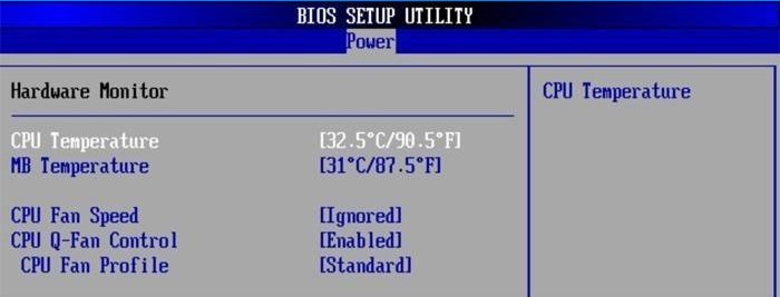Sprawdzanie temperatury w systemie BIOS