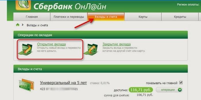 Jak otworzyć depozyt na stronie internetowej Sberbank online