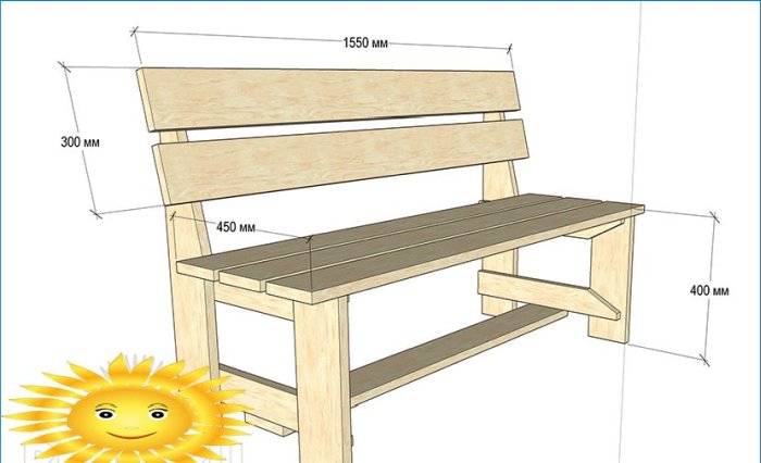 Ławka zrób to sam do letniego domku i ogrodu: rysunki, wymiary, zdjęcia