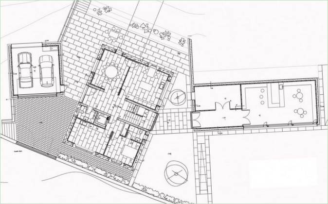 Casa Zlotykhalcaba w Kantabrii, projekt z dwoma pawilonami