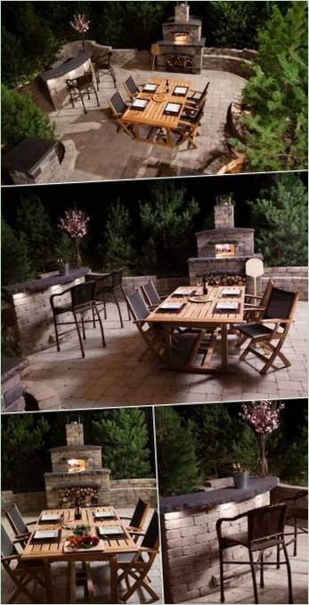 Drewniane meble w miejscu do grillowania. Fot. barkman concrete, houzz