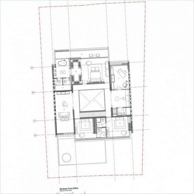 Plan piętra chaty autorstwa ONG&amp;ONG Architects