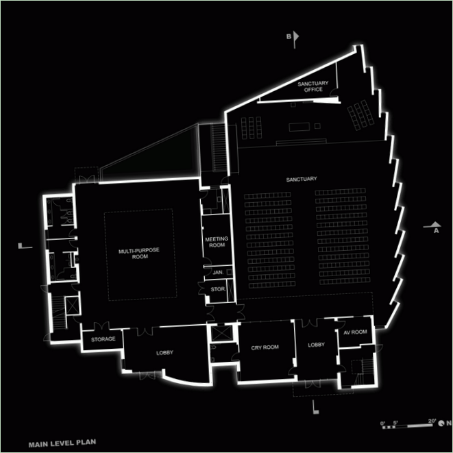 Plan głównego poziomu kościoła Korean Presbyterian Church